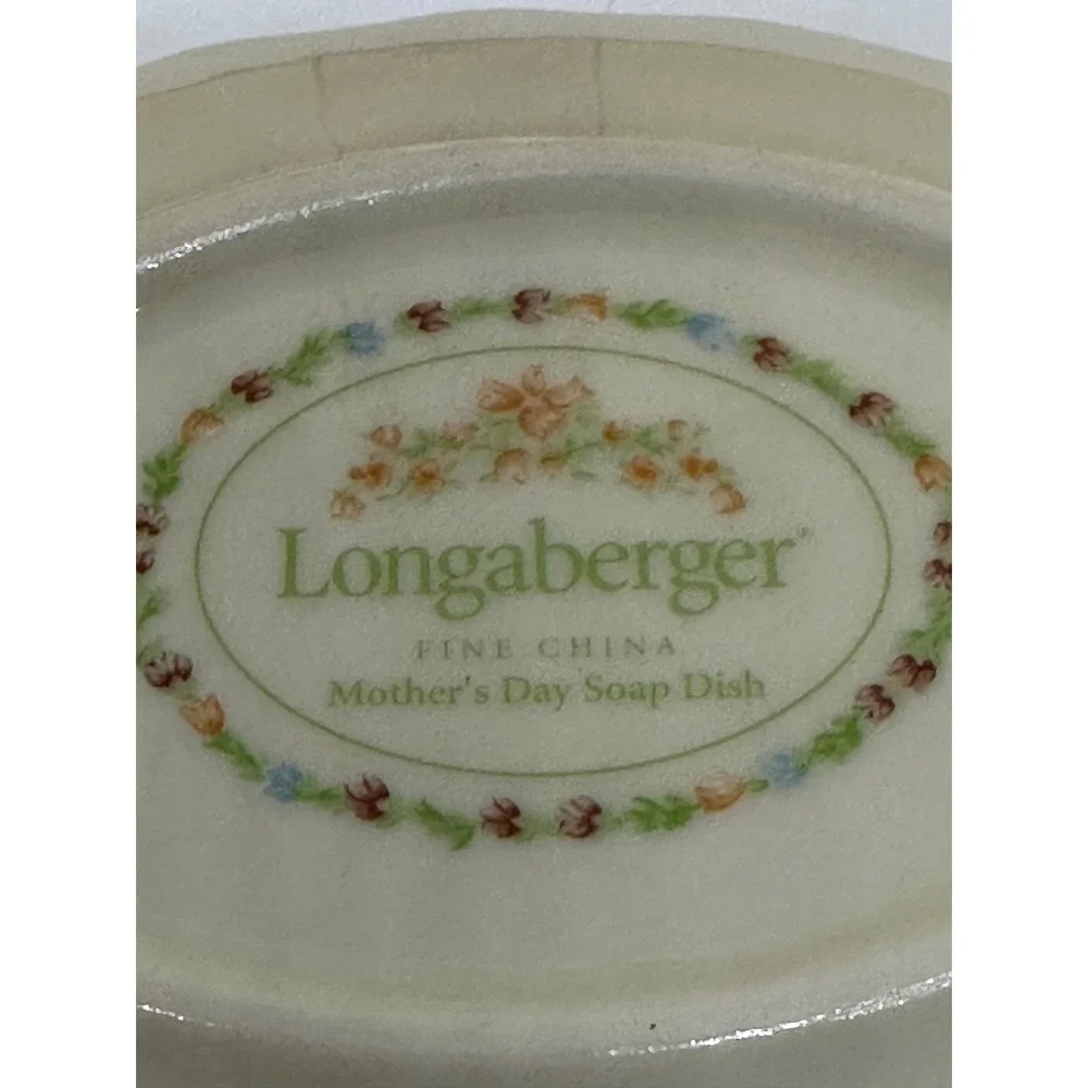 Longaberger Soap Dish Fine China Mother's Day Floral Pattern Scalloped Edge